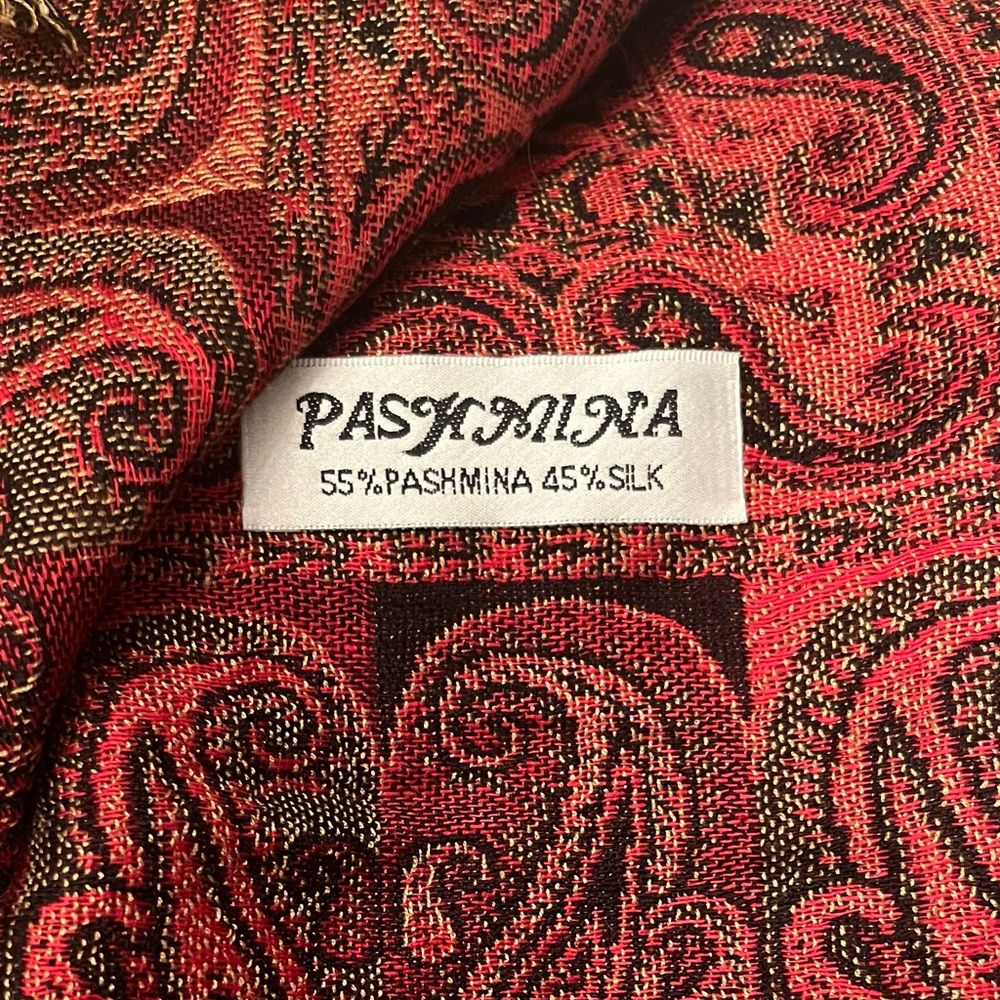 Pashmina Red Paisley Fringe Shawl Wrap Scarf